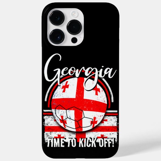 Coques Case-Mate iPhone Drapeau de Géorgie de football, Drapeau rouge blan (Verso)