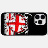 Coques Case-Mate iPhone Drapeau de Géorgie de football, Drapeau rouge blan (Verso (horizontal))