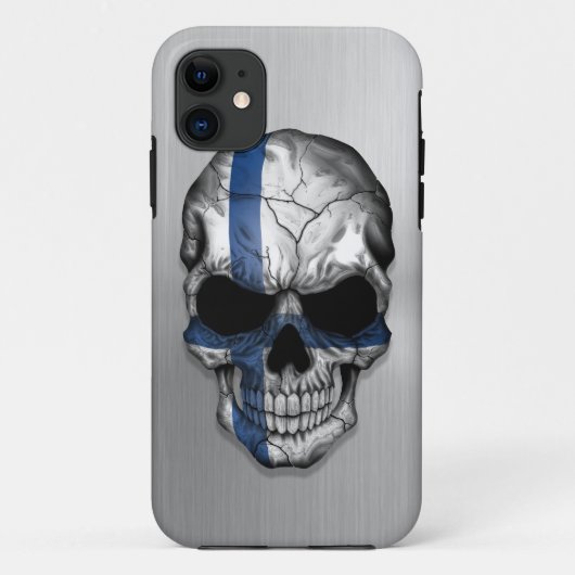 Coques Case-Mate iPhone Drapeau de la Finlande sur un graphique en acier (Dos)
