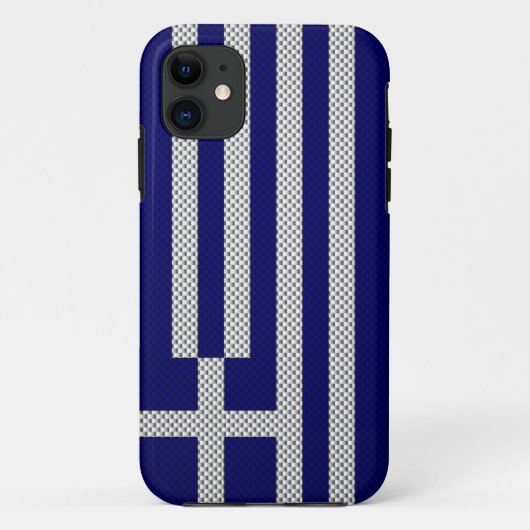Coques Case-Mate iPhone Drapeau de la Grèce avec l'effet de fibre de (Dos)