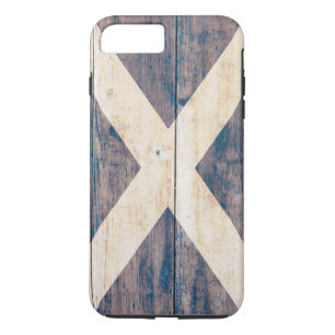 Coque iPhone 7 Plus Drapeau de l'Ecosse sur le bois
