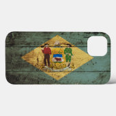 Coques Case-Mate iPhone Drapeau de l'État du Delaware sur le vieux grain d (Verso (horizontal))