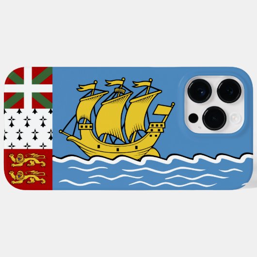 Coques Case-Mate iPhone Drapeau de Saint-Pierre-et-Miquelon (Verso (horizontal))