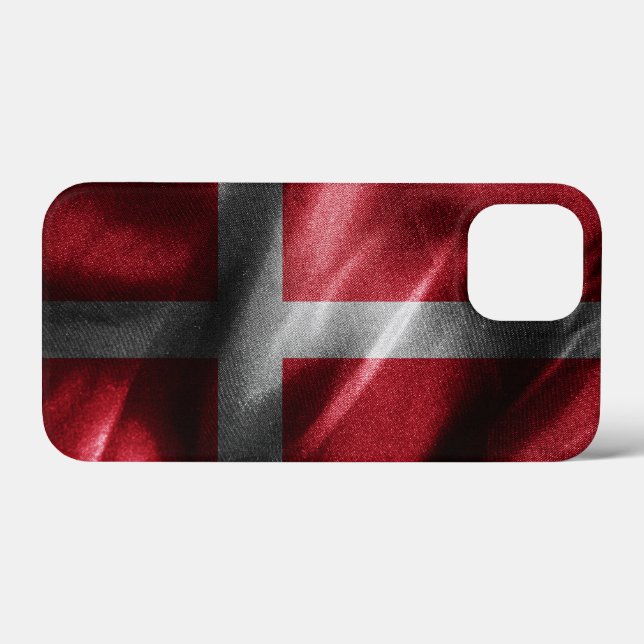 Coques Case-Mate iPhone Drapeau de soie du Danemark (Verso (horizontal))