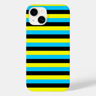Coque Pour iPhone 14 drapeau des bahamas rayures pays motif bleu jaune