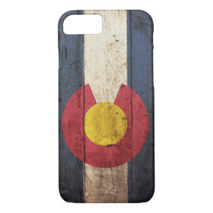Coque iPhone 8/7 Drapeau d'état du Colorado sur le vieux grain en