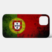 Coques Case-Mate iPhone Drapeau du Portugal de Grunge Noir (Verso (horizontal))