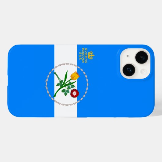 Coques Case-Mate iPhone Drapeau du Queens, NY (Verso (horizontal))