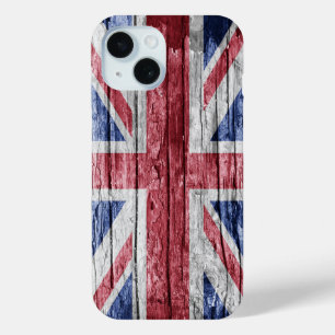 Coque Pour iPhone 15 drapeau en bois britannique