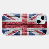 Coques Case-Mate iPhone drapeau en bois britannique (Verso (horizontal))