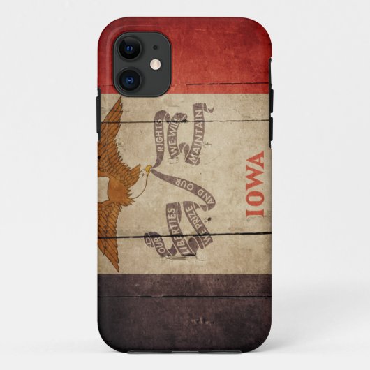 Coques Case-Mate iPhone Drapeau en bois rocailleux de l'Iowa (Dos)