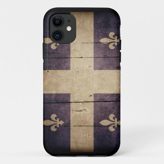 Coques Case-Mate iPhone Drapeau en bois rocailleux du Québec (Dos)