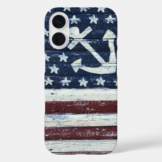 Coques Case-Mate iPhone Drapeau et Ancre peint aux États-Unis sur le bois (Verso)