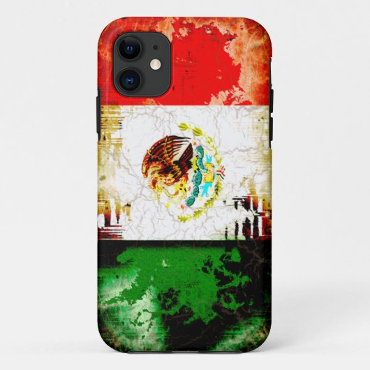 Coques Case-Mate iPhone Drapeau grunge du Mexique de style (Dos)
