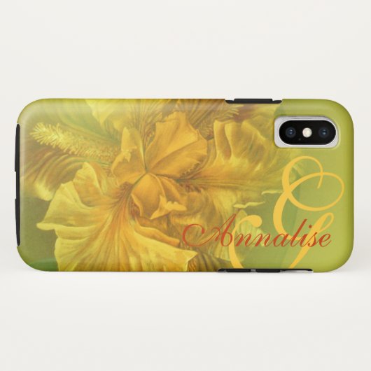 Coques Case-Mate iPhone Drapeau iris fleurs fleuris jaune main art (Dos (Horizontal))