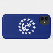 Coques Case-Mate iPhone Drapeau nautique américain Ancre sur bleu (Dos (Horizontal))