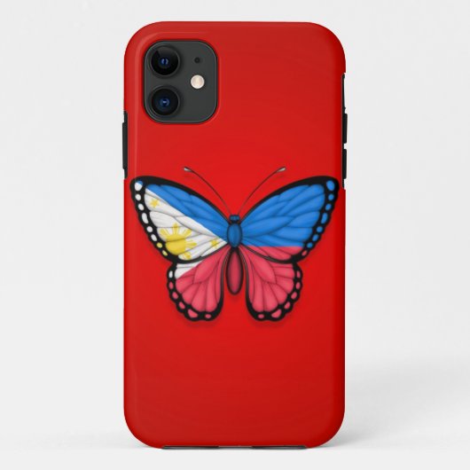 Coques Case-Mate iPhone Drapeau philippin de papillon sur le rouge (Dos)