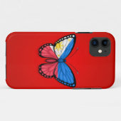 Coques Case-Mate iPhone Drapeau philippin de papillon sur le rouge (Dos (Horizontal))