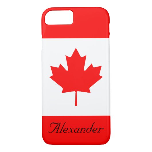 Coques Case-Mate iPhone Drapeau rouge et blanc personnalisé du Canada Feui (Dos)