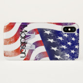 Coques Case-Mate iPhone Drapeau rustique USA American Monogramme Nom initi (Dos (Horizontal))