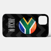 Coques Case-Mate iPhone Drapeau sud-africain rond brillant (Verso (horizontal))