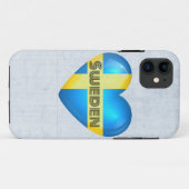 Coques Case-Mate iPhone Drapeau suédois en forme de cœur (Dos (Horizontal))