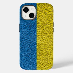Coque Pour iPhone 14 Drapeau ukrainien en cuir