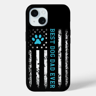 Coque Pour iPhone 15 Drapeau USA Meilleur Papa Chien Déjà Incroyable Am