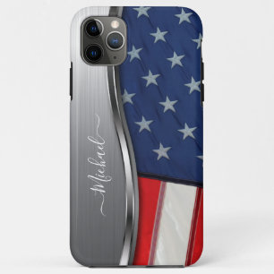 Case-Mate iPhone Case Drapeau USA personnalisé Faux Métal Argenté Tourbi