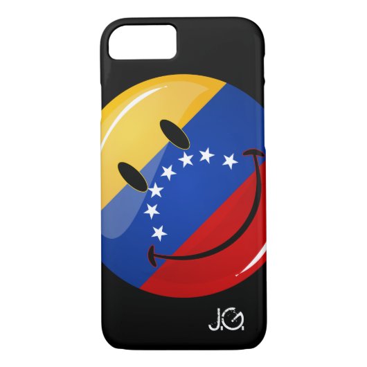 Coques Case-Mate iPhone Drapeau vénézuélien de sourire de rond brillant (Dos)