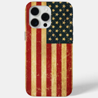 Coque iPhone 15 Pro Max Drapeau Vintage américain Grunge