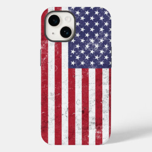 Coque Pour iPhone 14 Drapeau vintage USA Patriotique Américain Rouge Bl