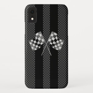 Coque Case-Mate Pour iPhone Drapeaux de course sur bandes noires Style fibre d