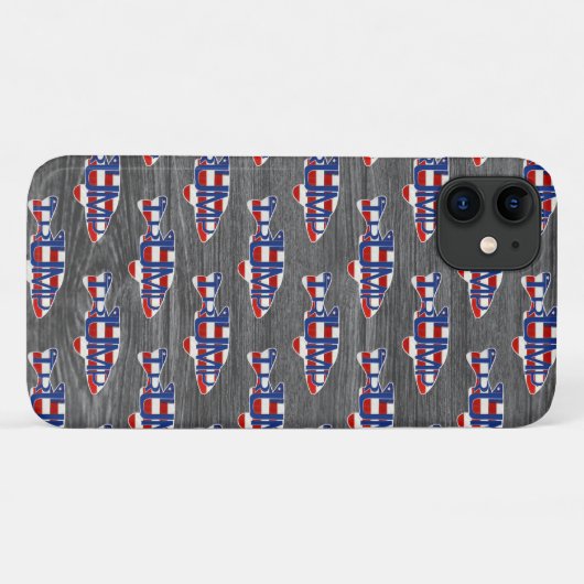 Coques Case-Mate iPhone Drapeaux de poisson TRUMP sur bois (Dos (Horizontal))