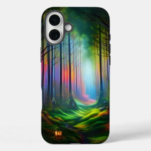 Coques iPhone 16 Plus Dreambow Coloured Forest Trail Digital AI Art