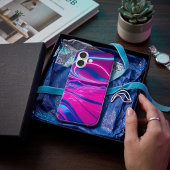 Coques Case-Mate iPhone Dreamwave Néon Électrique Rose et Bleu Abstrait