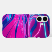 Coques Case-Mate iPhone Dreamwave Néon Électrique Rose et Bleu Abstrait (Verso (horizontal))