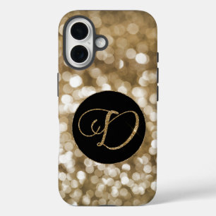 Coques iPhone 16 Dreamy Bokeh Gold Parties scintillant Lettre D Mon