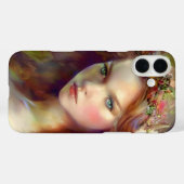 Coques Case-Mate iPhone Dreamy kitschy Maiden avec Flower Wreath AI Art (Verso (horizontal))