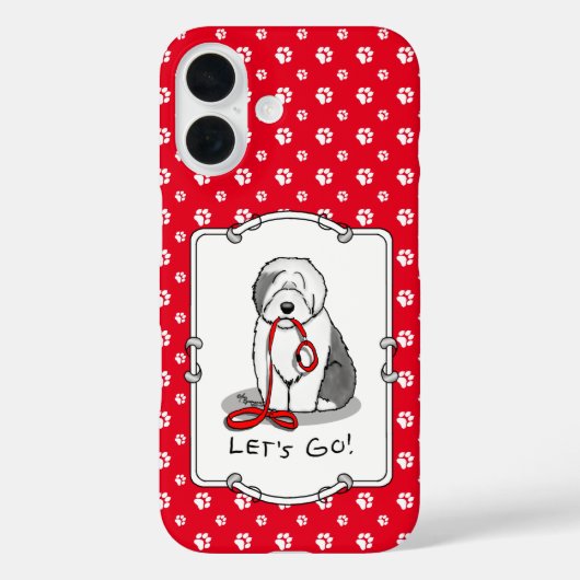 Coques Case-Mate iPhone Drôle Allons-y ! Walk Old English Sheepdog (Gris 1 (Verso)