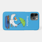 Coques Case-Mate iPhone Drôle canard avec parapluie dessin animé (Dos (Horizontal))