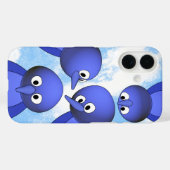 Coques Case-Mate iPhone Drôle Carton d'Oiseaux Bleus (Verso (horizontal))