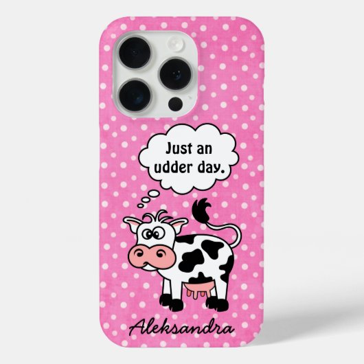 Coques Case-Mate iPhone Drôle Cartoon Vache rose Pointe Personnalisé (Verso)