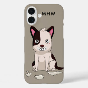 Coques iPhone 16 Plus Drôle Chien personnalisé monogramme et cas de télé