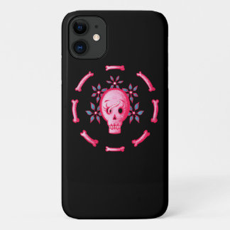 Case-Mate iPhone Case Drôle Design de crâne - Crâne rose avec ver heureu