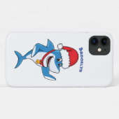 Coques Case-Mate iPhone Drôle dessin animé de requin de Noël (Dos (Horizontal))