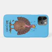 Coques Case-Mate iPhone Drôle dinde marron de la ferme avec des mouches de (Dos (Horizontal))