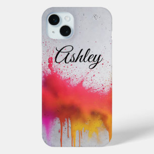 Coque iPhone 15 Mini Drôle éclectique moderne éclaboussant de couleur a