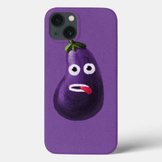 iPhone 13 Coque Drôle Eggplant Cartoon Caractère Cute Vegetable