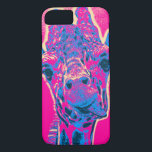 Coque iPhone 7 Drôle Giraffe Sticking out son langue<br><div class="desc">Une pose amusante d'une jolie girafe - qui sort sa langue ! Couleurs de néon gaies et amusantes de rose et de bleu. A une ambiance pop art rétro des années 60 amusante.</div>